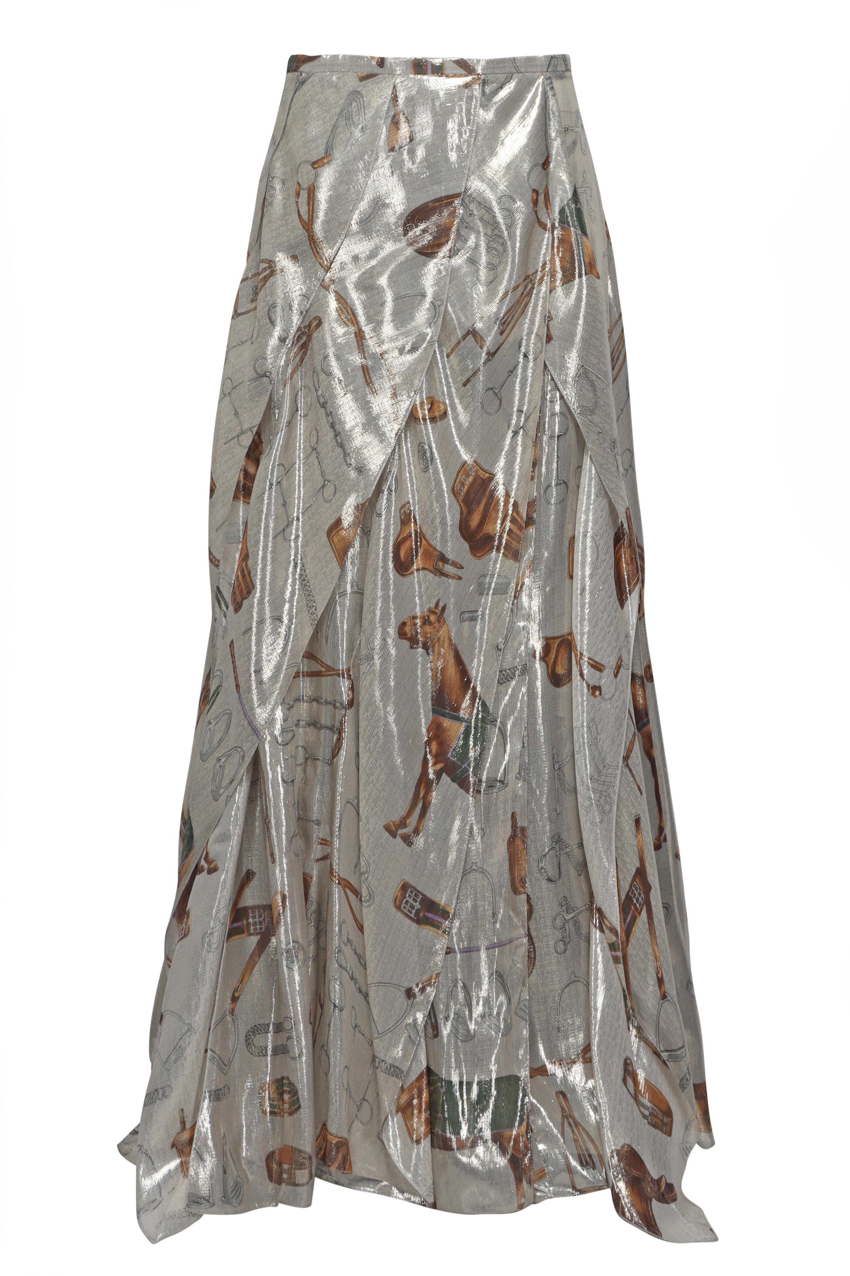 Ralph Lauren - Patricia Silver Equestrian Maxi Skirt