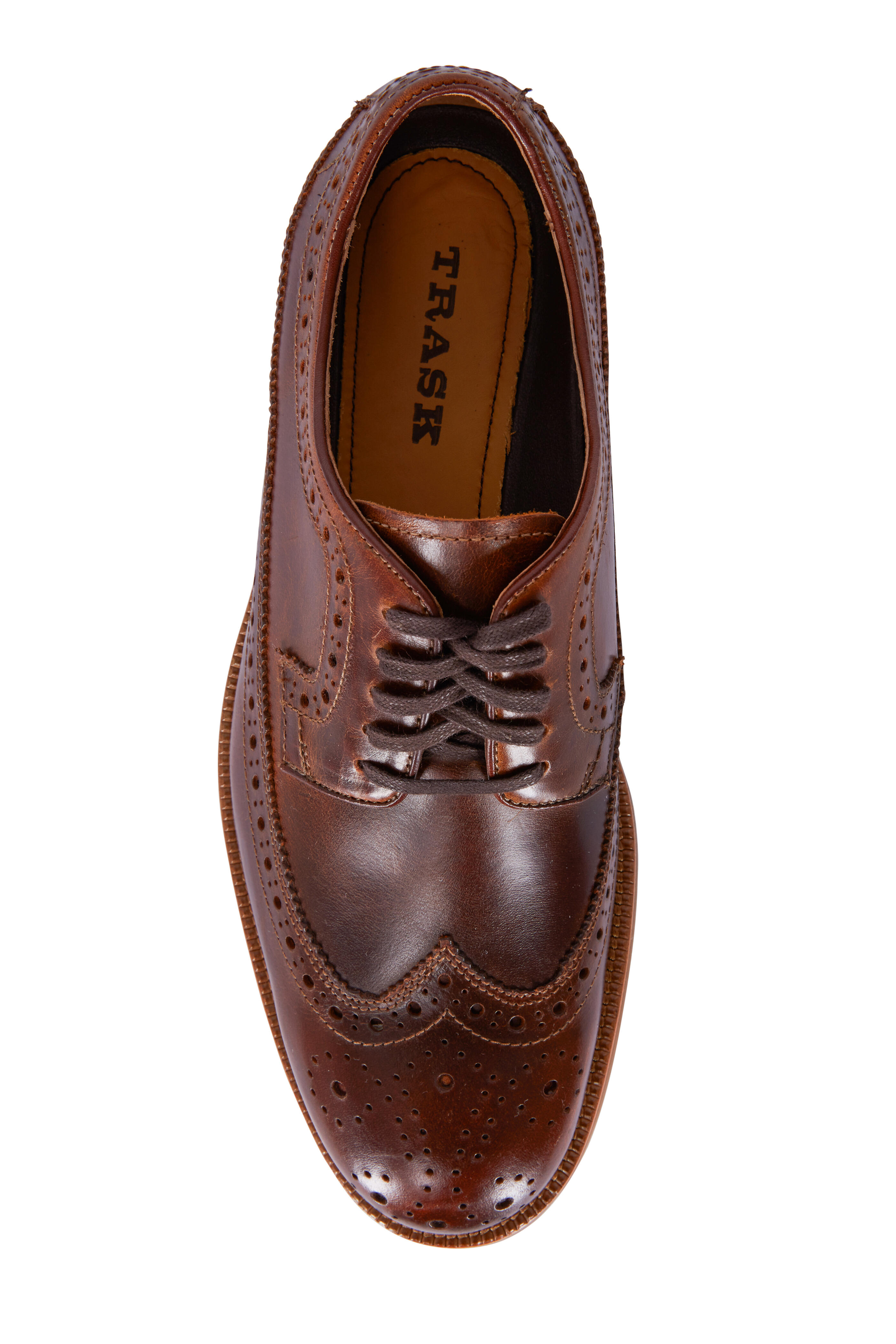 Trask Fiske Brown Leather Wingtip Oxford Mitchell Stores