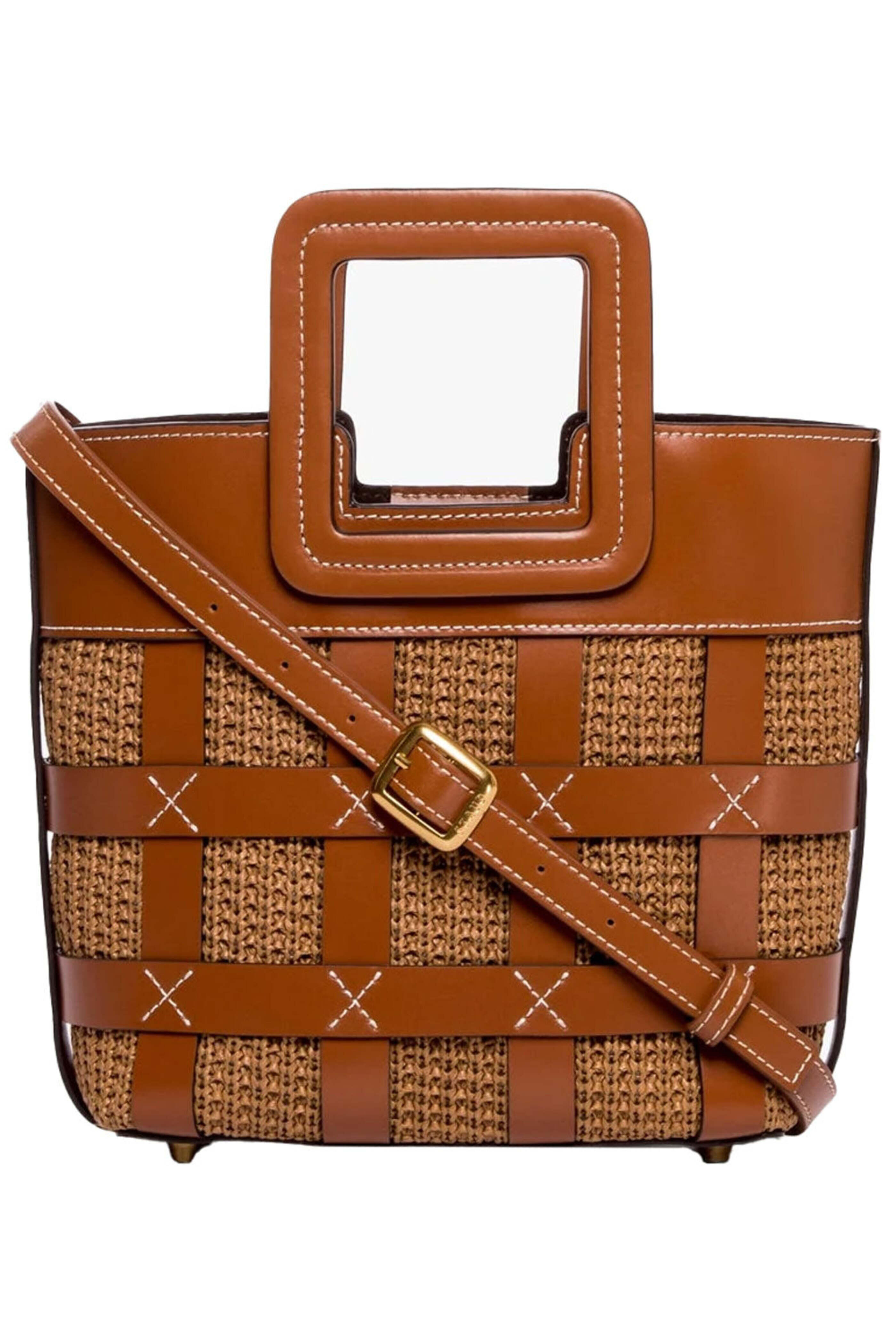 Staud - Mini Raffia Shirley Bag in Tan