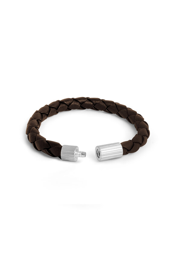 Tateossian - Brown Braided Leather Bracelet