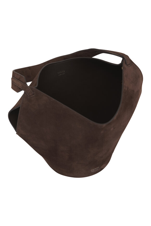 Khaite Mini Lotus Dark Brown Suede Tote - view 4
