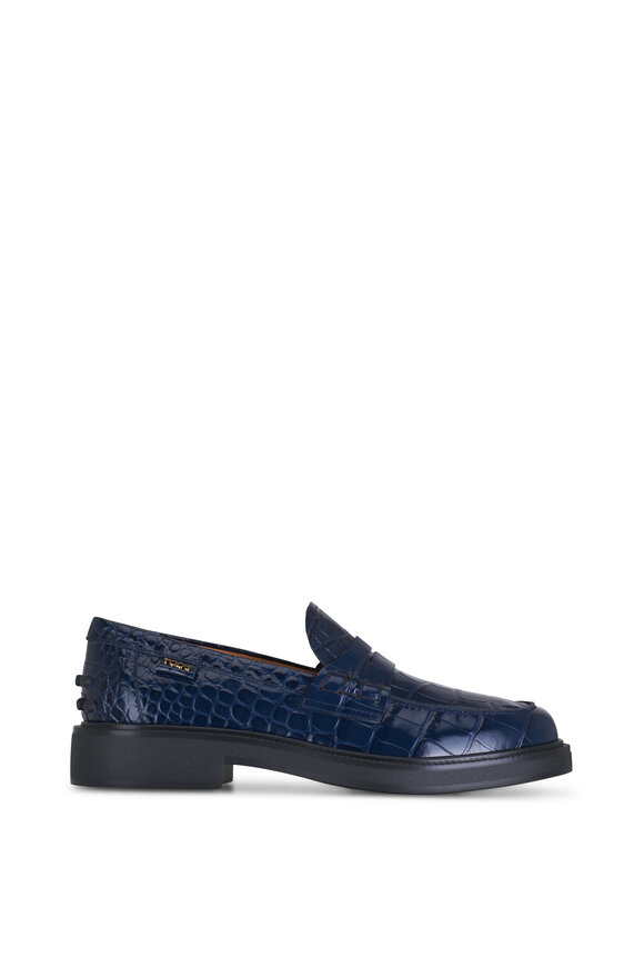 Tod's - Navy Embossed Leather Loafer