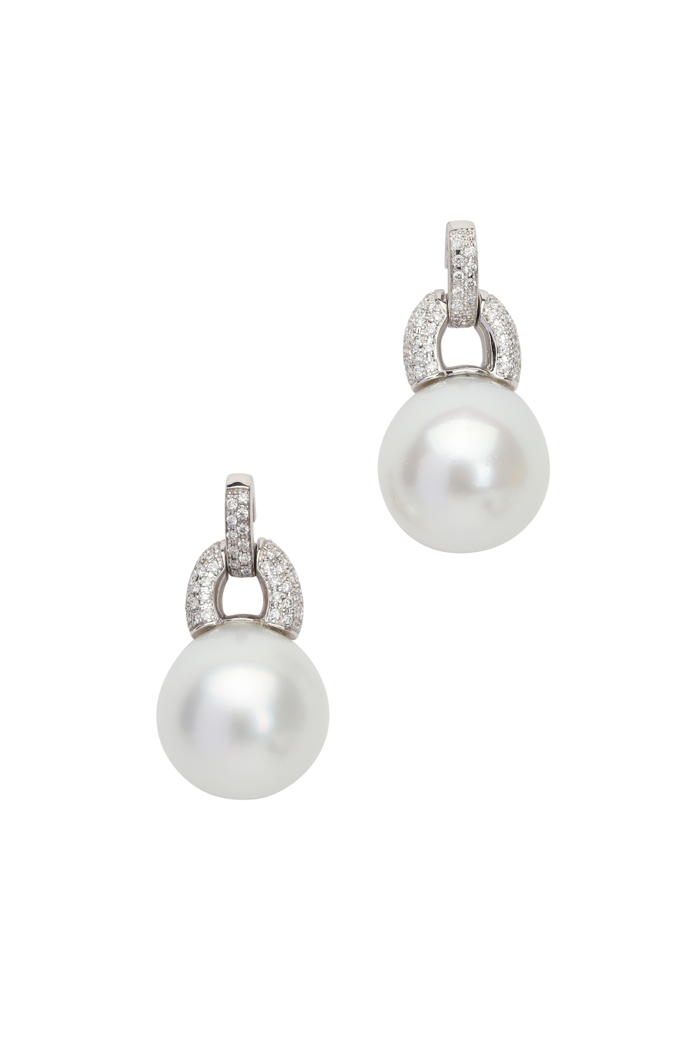 Frank Ancona - 18K White Gold South Sea Pearl & Diamond Earrings