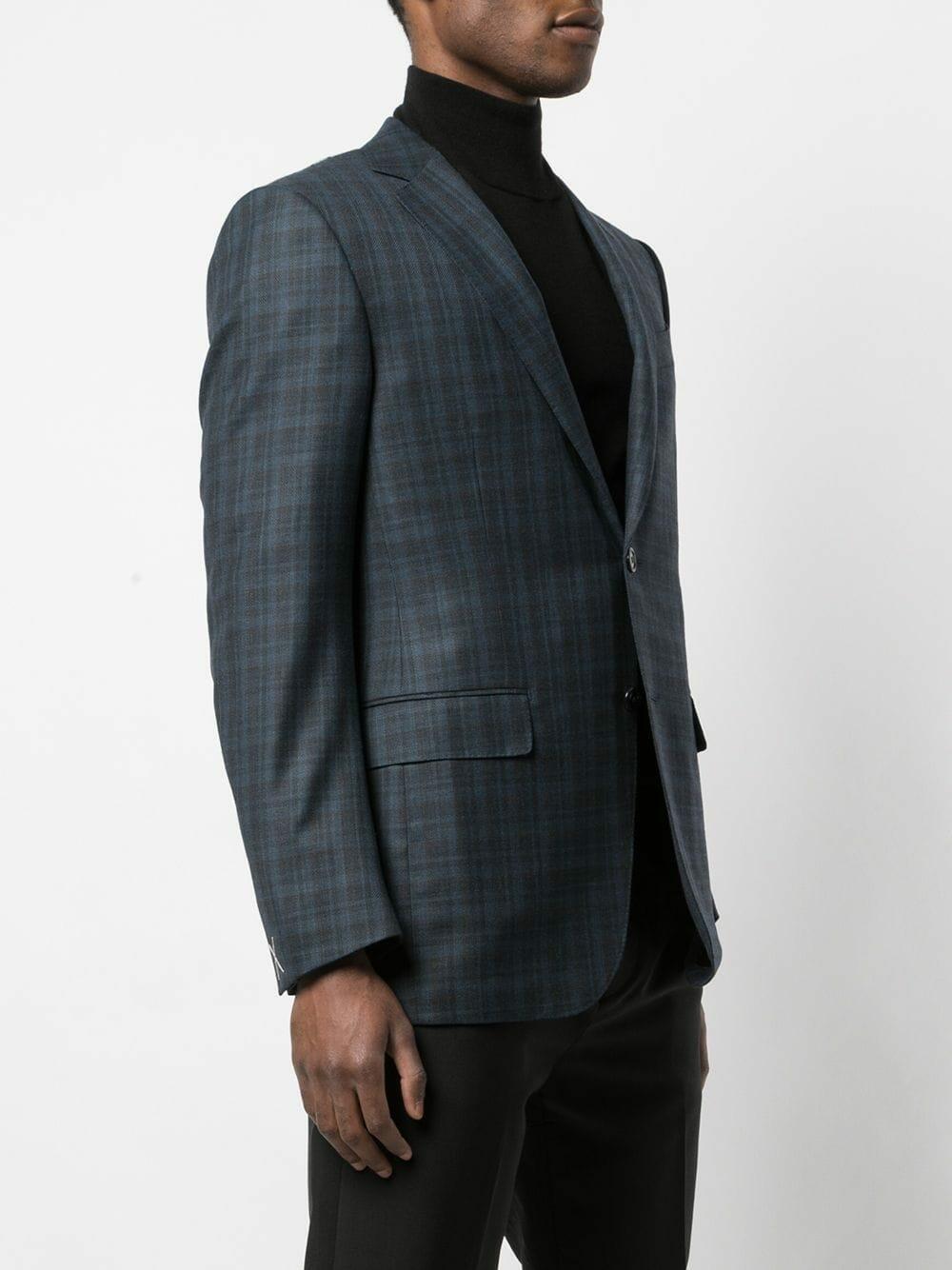 Zegna - Teal & Brown Glencheck Wool Sportcoat