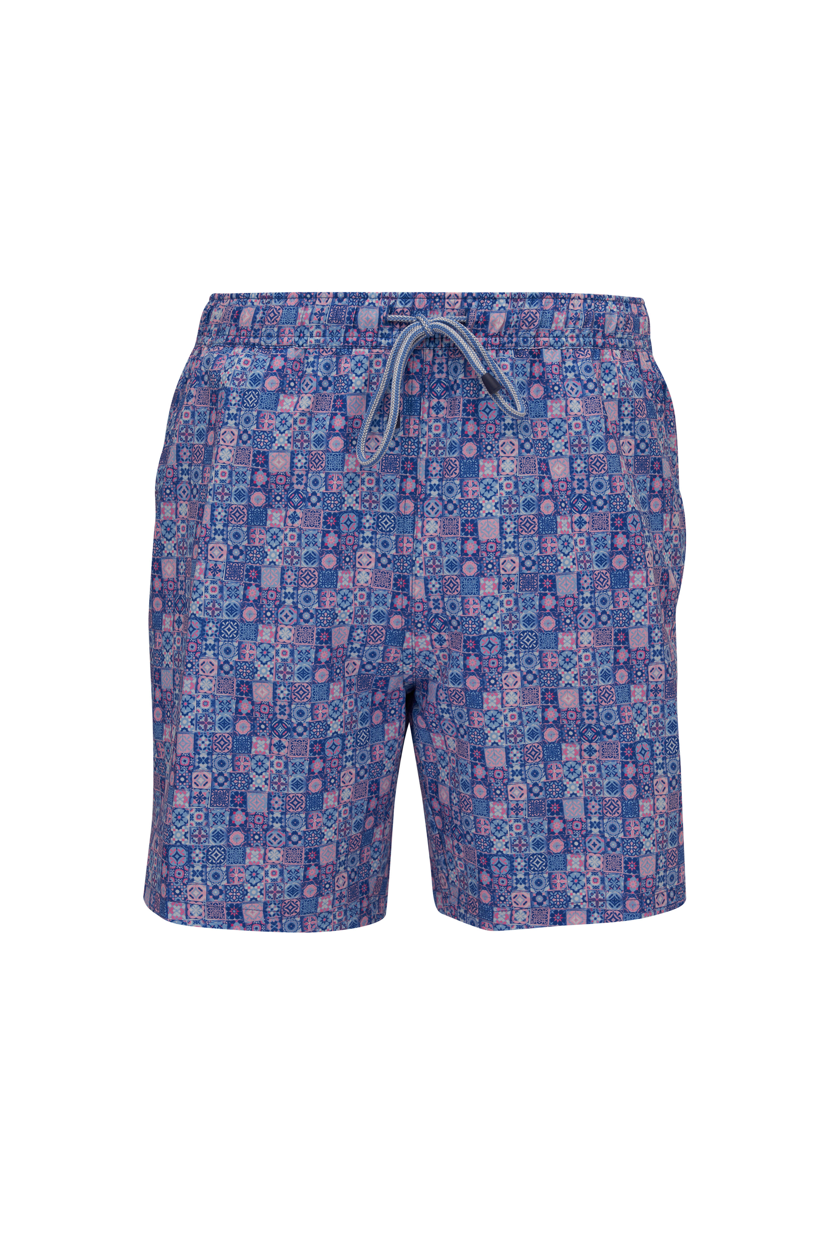 Peter Millar - Palmer Pink & Blue Mosaic Madness Swim Trunks