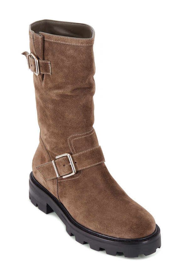 ⭐️JIMMY CHOO BIKERバックルレザーブーツ37⭐️ Jimmy Choo - Biker II Clay Suede Two Buckle Boot