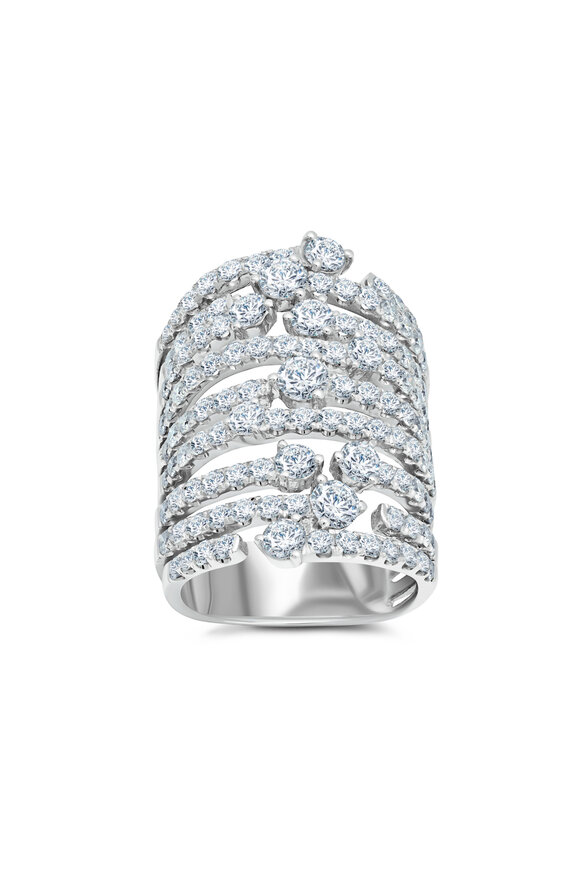 Graziela Gems 18k White Gold Diamond Cage Ring