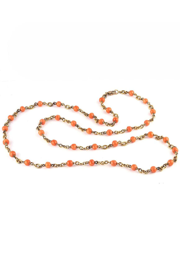 Sylva & Cie Vintage Coral Beaded Necklace