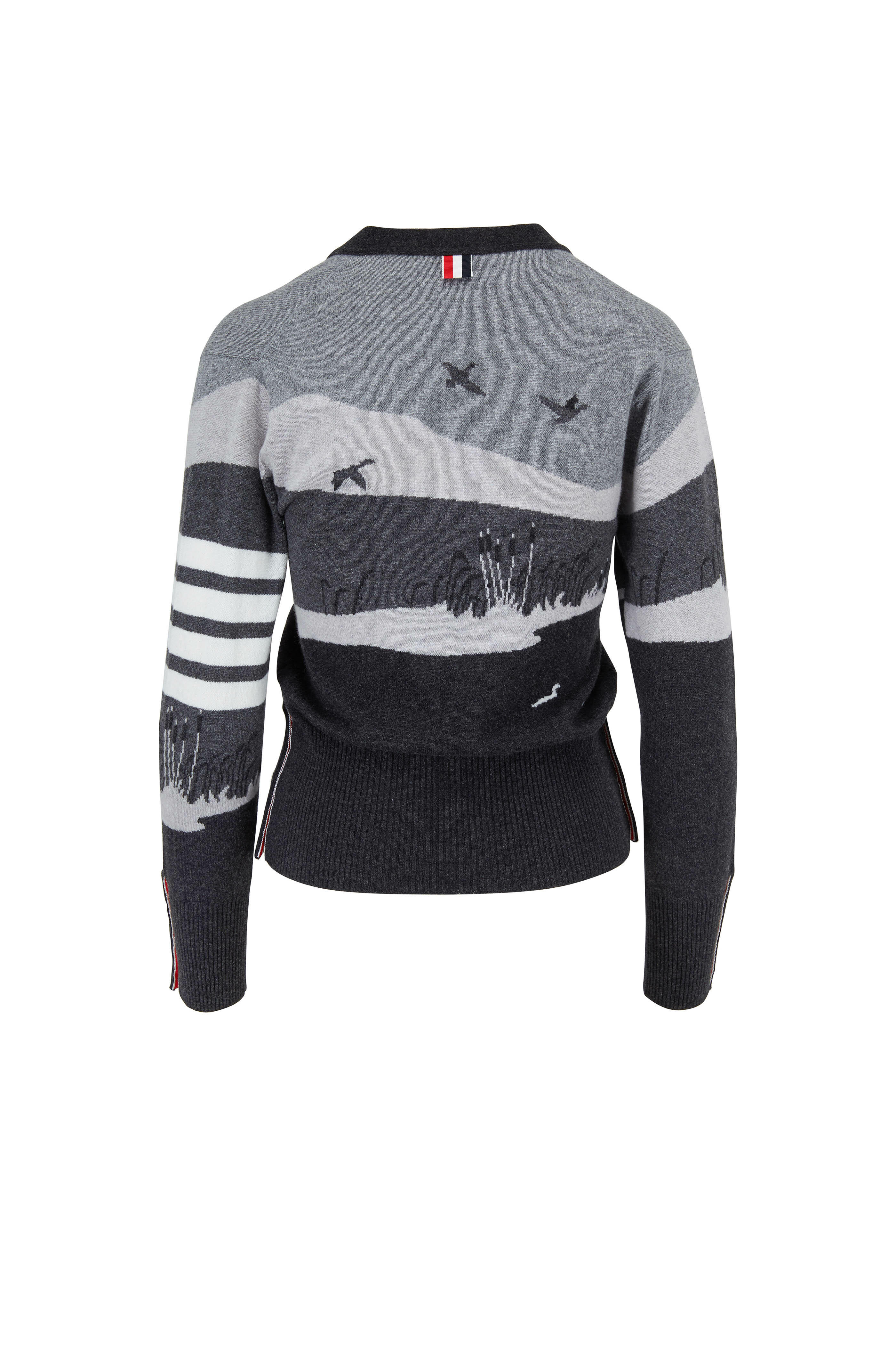 Thom Browne - Tonal Gray Cashmere Hunting Intarsia Cardigan