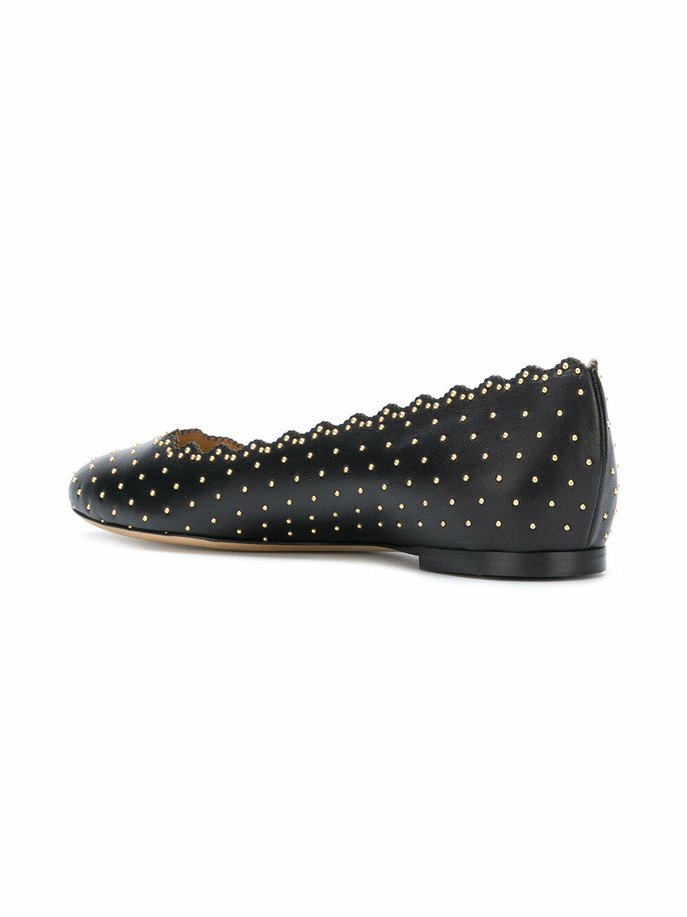 Chloé - Lauren Black Silver Studded Leather Ballet Flat