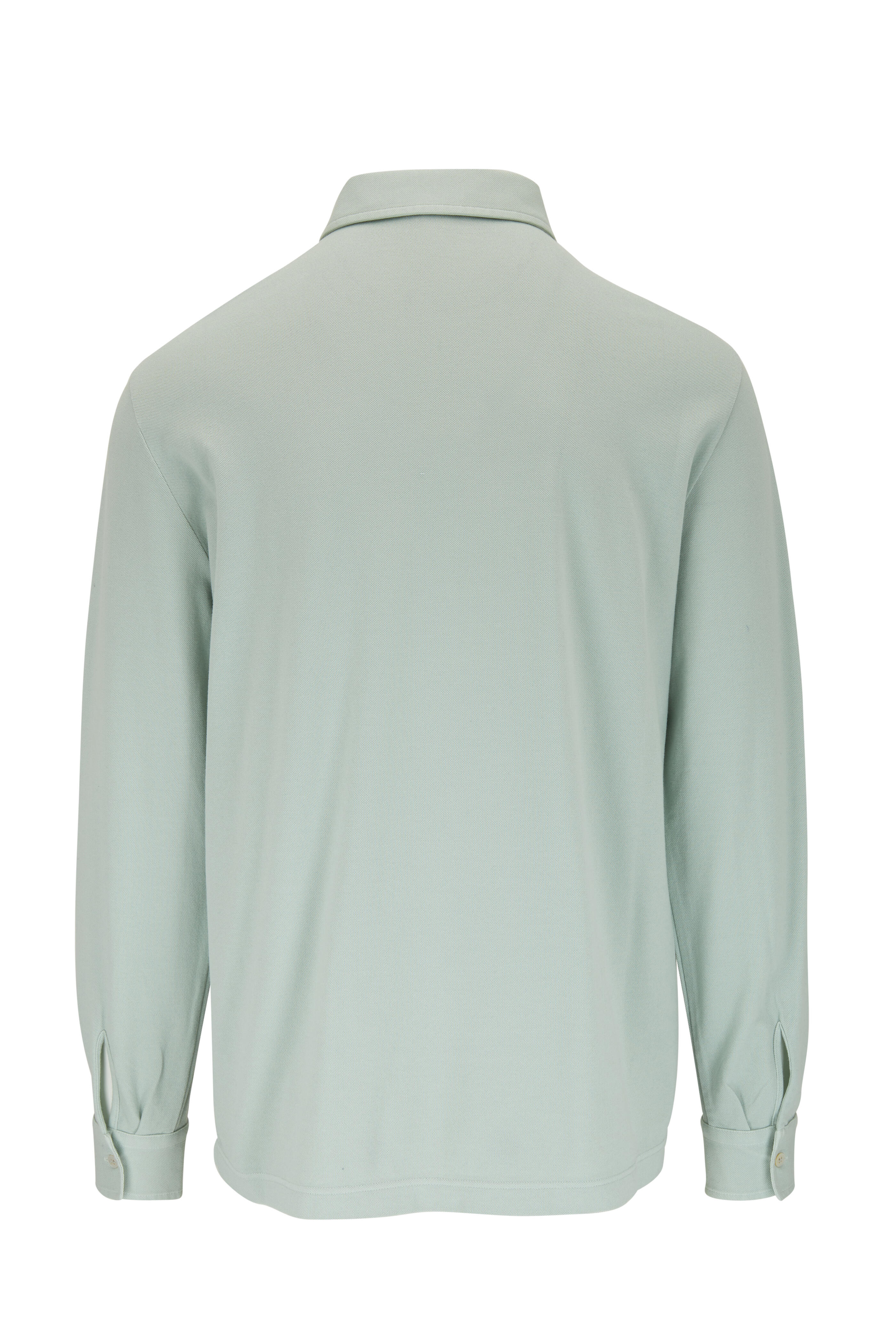 Loro Piana - Mint Green Piqué Long Sleeve Polo