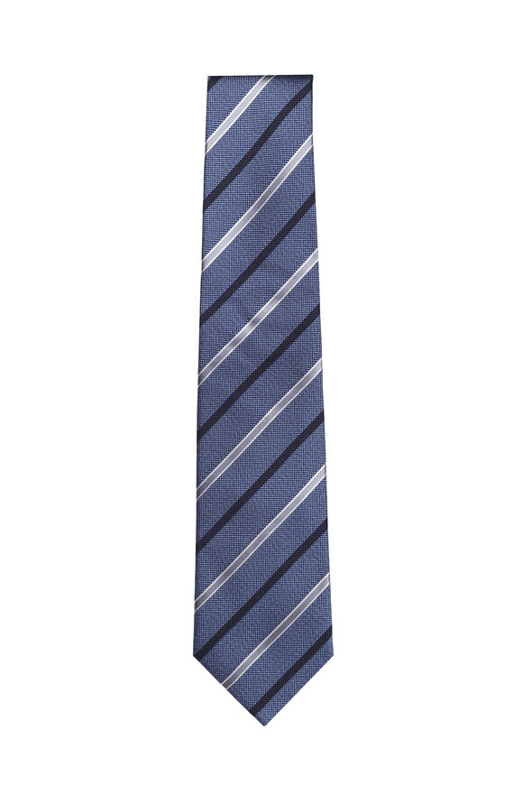 Isaia Pastel Blue Stripe Necktie