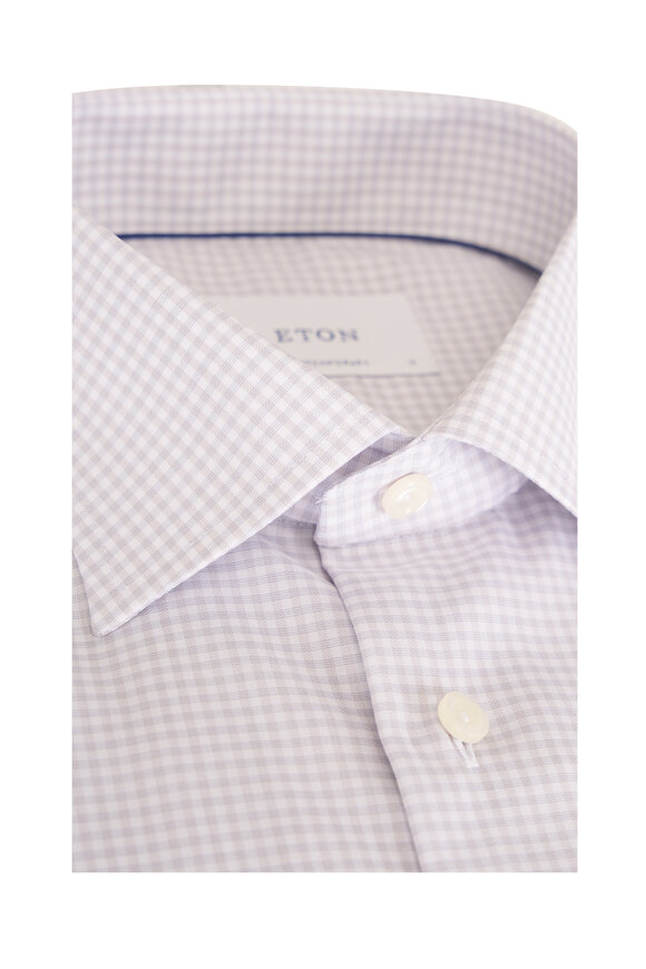 Eton Beige Micro Plaid Cotton Dress Shirt - view 2