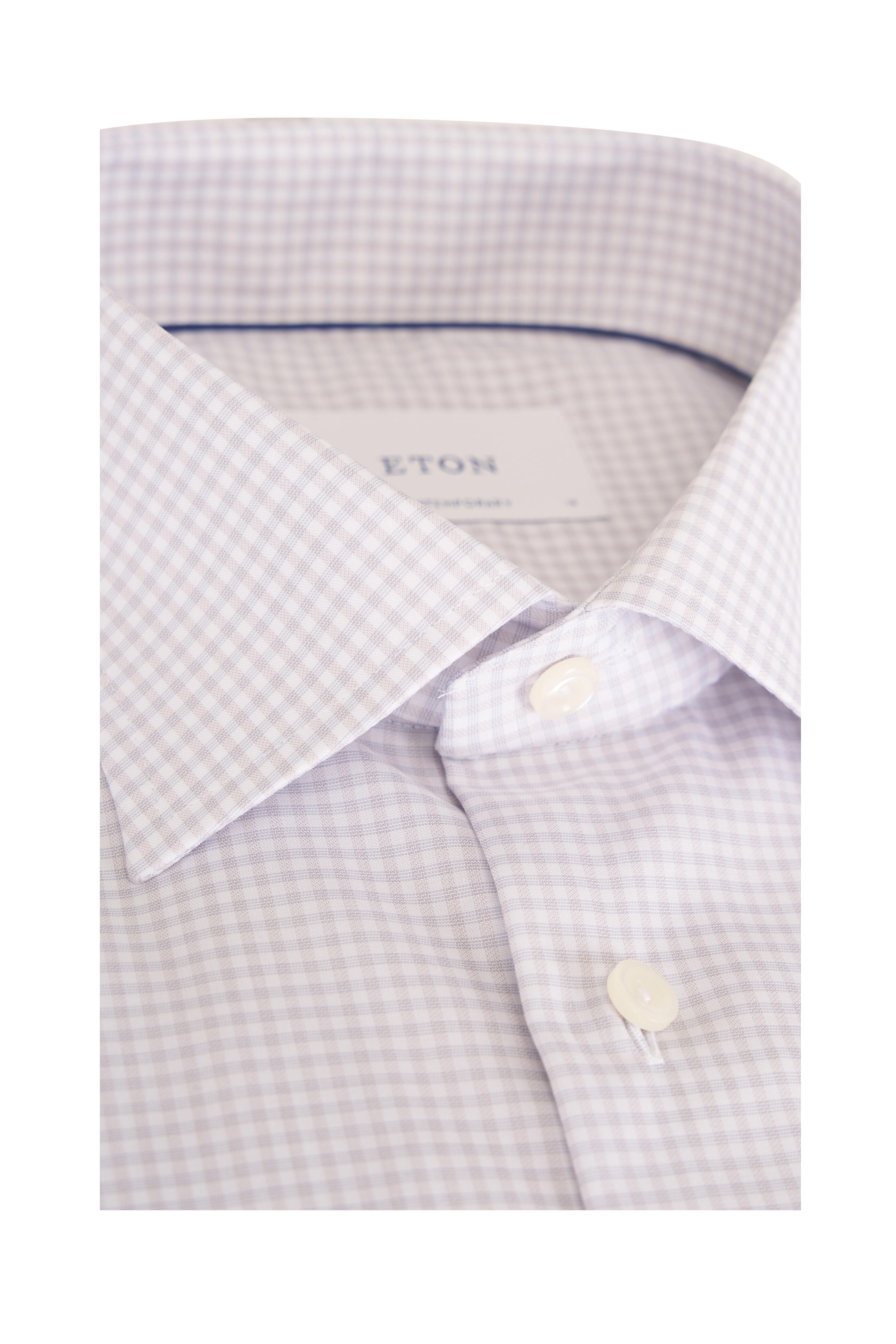 Eton - Beige Micro Plaid Cotton Dress Shirt - view 2