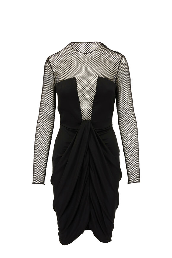 Giorgio Armani - Black Mesh Sleeve Cocktail Dress
