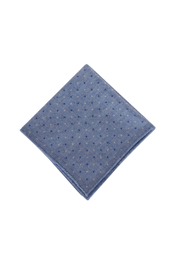 Brunello Cucinelli - Blue Dot Wool Pocket Square