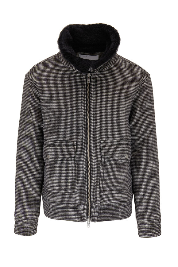 BLDWN - Acoma Black & White Check Fur Collar Jacket  