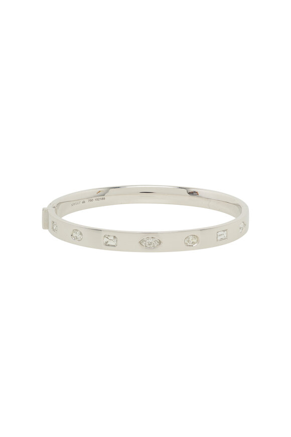 Kwiat White Gold Fancy Shape Diamond Bangle 