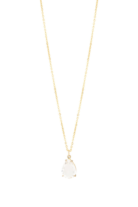 Cristina V. Clear Quartz Tear Drop Pendant Necklace