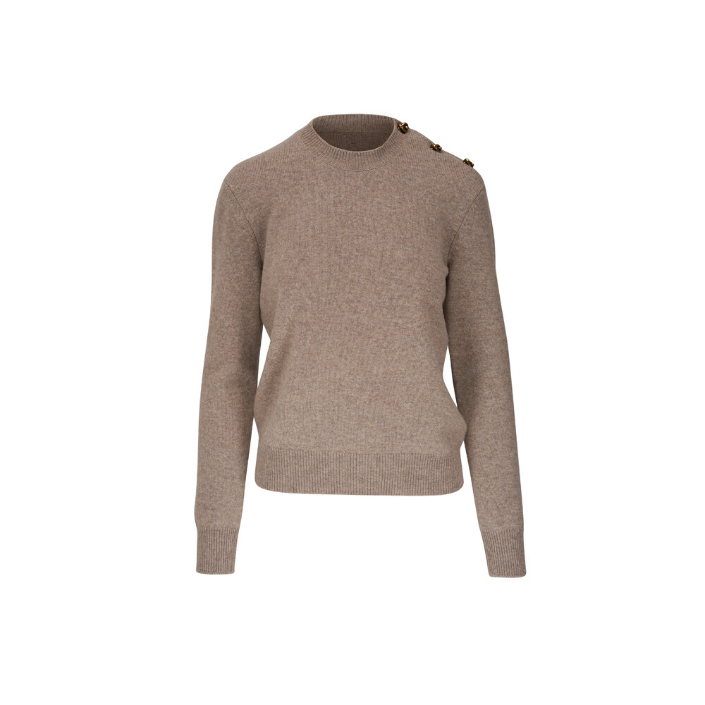 Bottega Veneta - Classic Desert Cashmere Button Shoulder Sweater