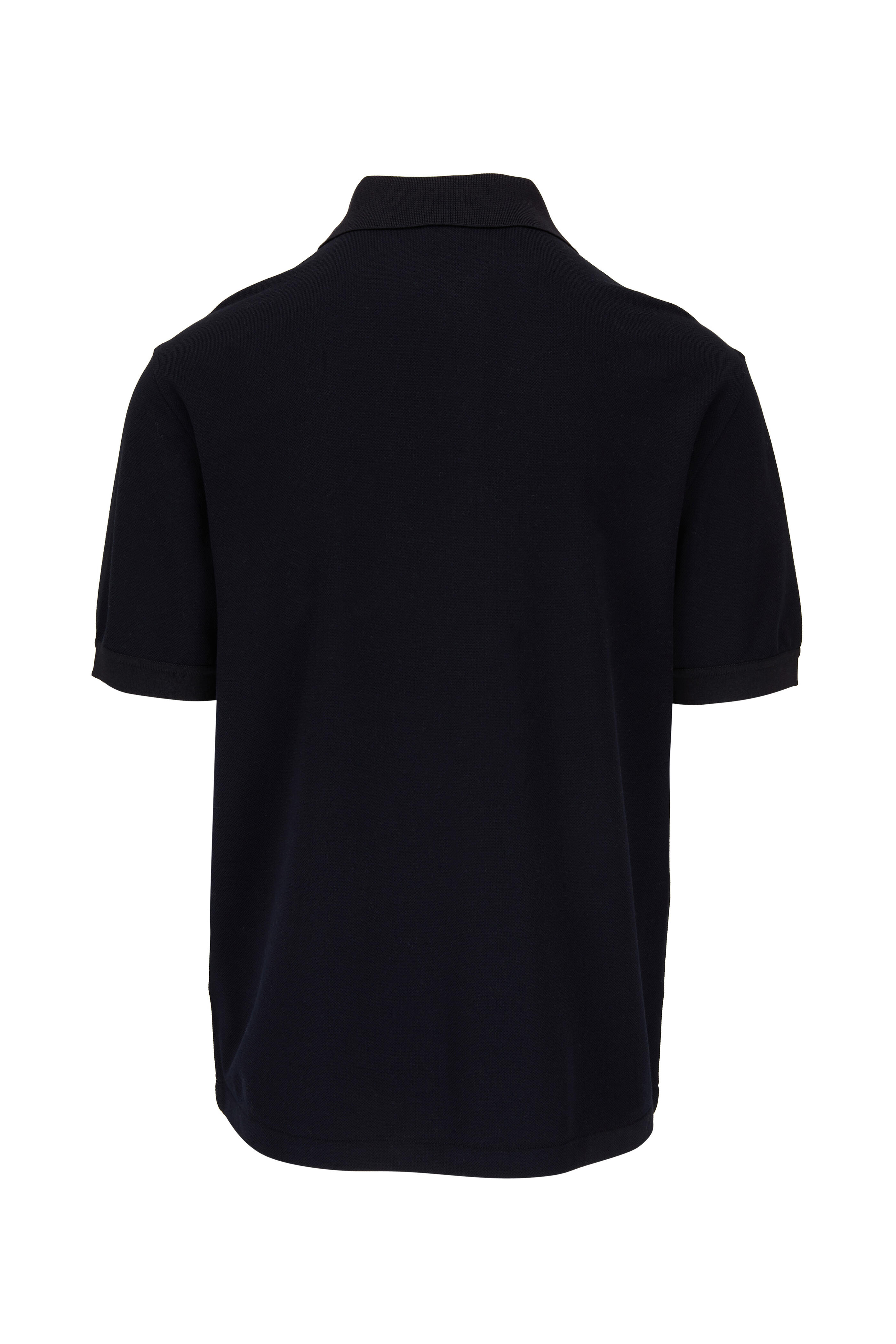Brioni - Navy Cotton & Silk Piqué Polo | Mitchell Stores