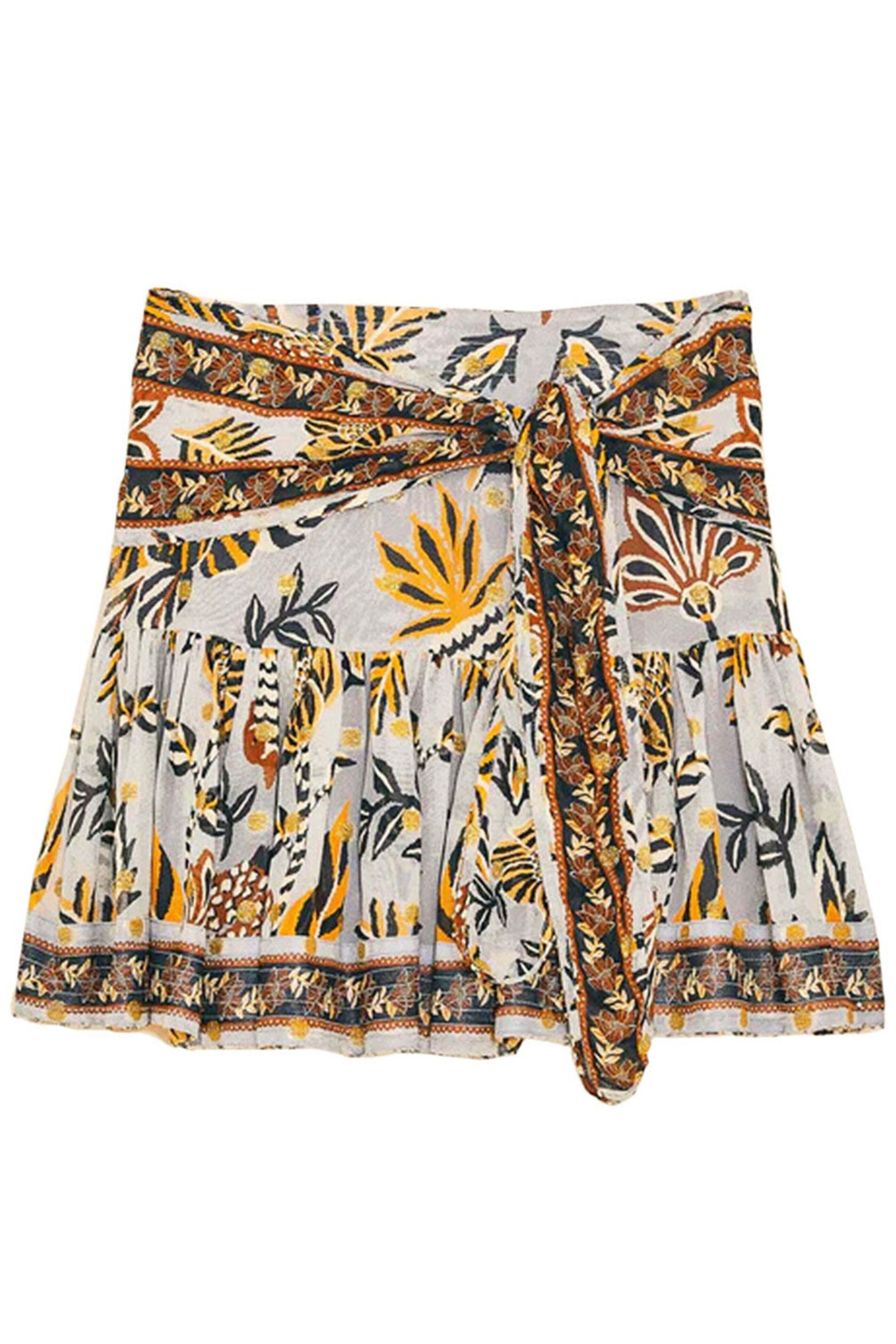 Farm Rio - Silver Floral Tapestry Mini Skirt