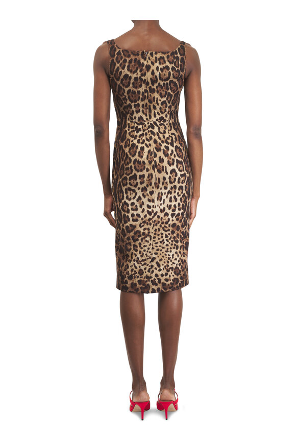 Dolce & Gabbana Animal Print Stretch Silk Charmeuse Midi Dress - view 3
