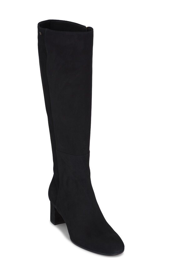 Santoni - Filed Classic Black Suede Tall Boot, 50mm 