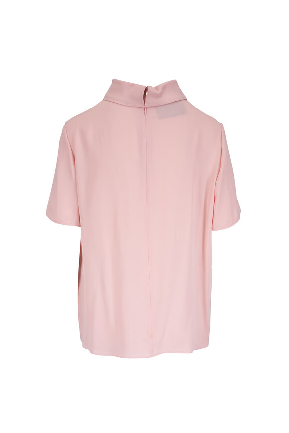 Valentino Georgette Solid Rose Silk Top - view 3