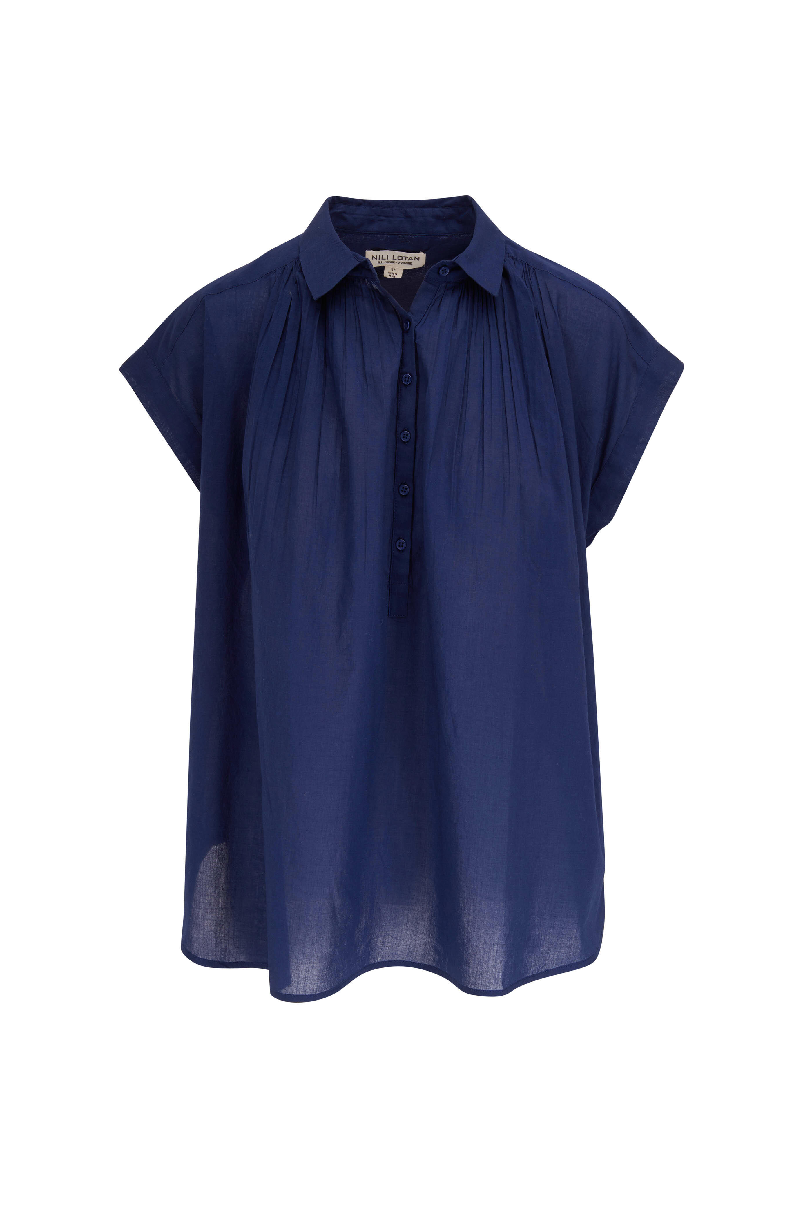 Nili Lotan - Normandy Marine Blue Blouse | Mitchell Stores