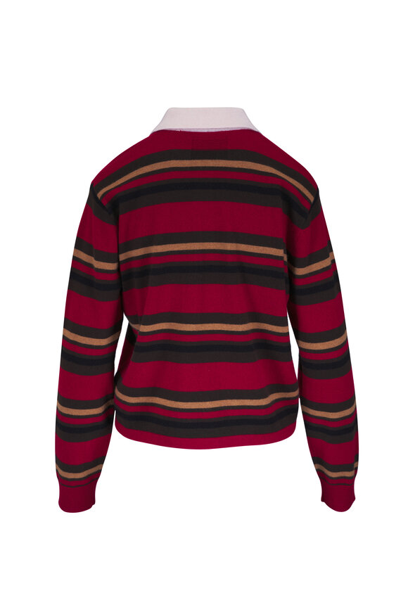 Guest in Residence Red Multicolor Rugby Striped Cashmere Polo - view 4