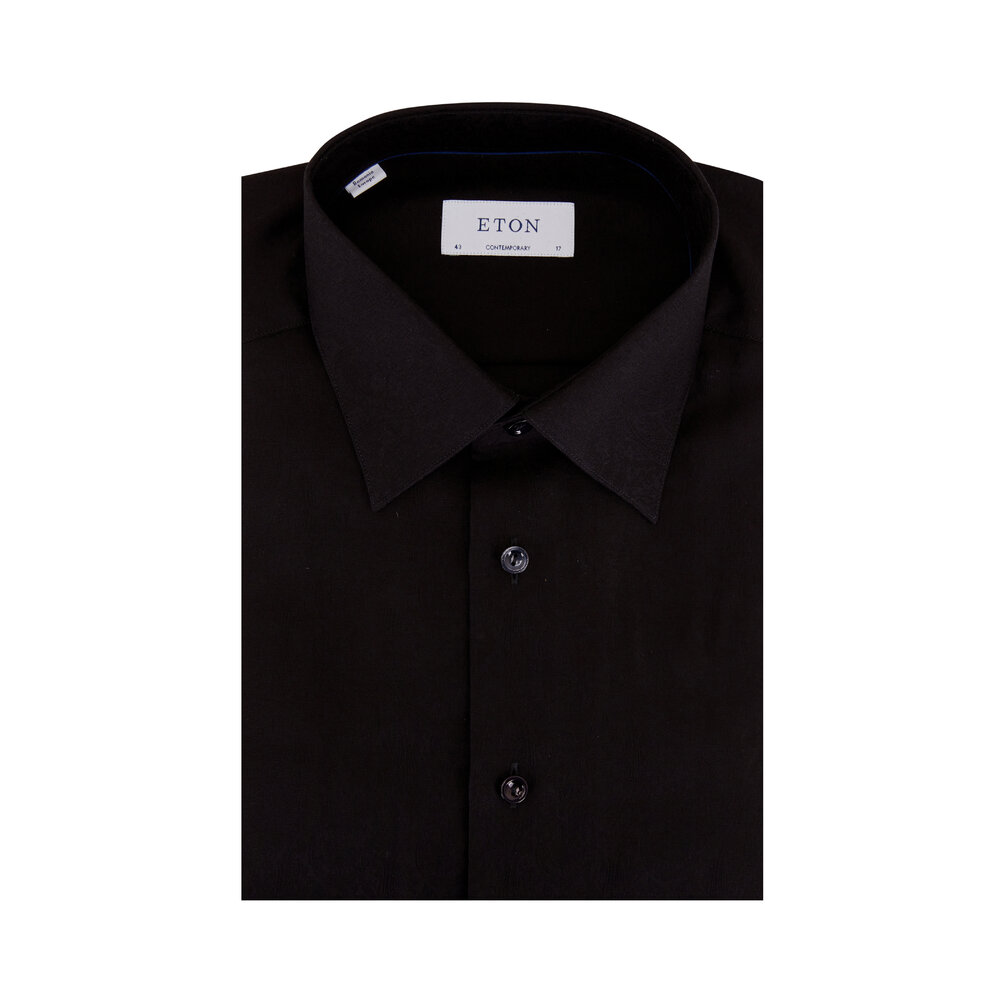 Eton Black Jaquard Paisley Print Dress Shirt Mitchell Stores