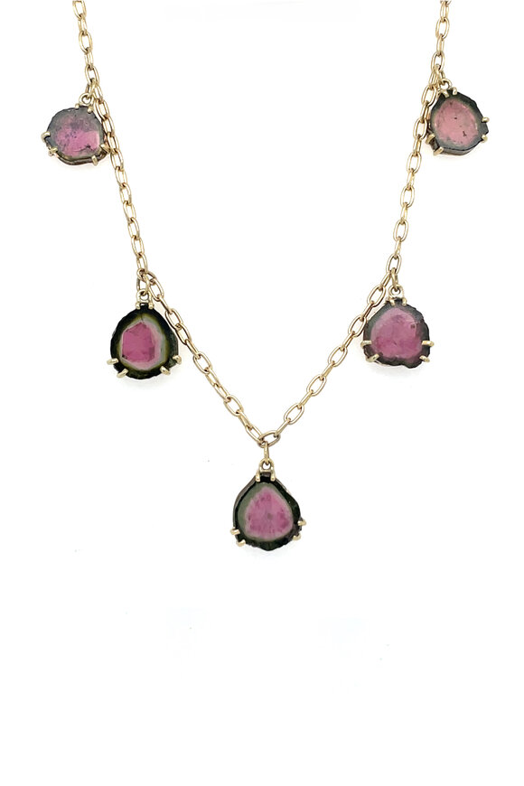 Ellen Hoffman Watermelon Tourmaline Charm Necklace