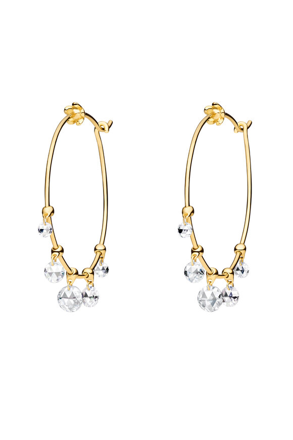 Paul Morelli - 18K Yellow Gold Diamond Dangle Wire Hoop Earrings