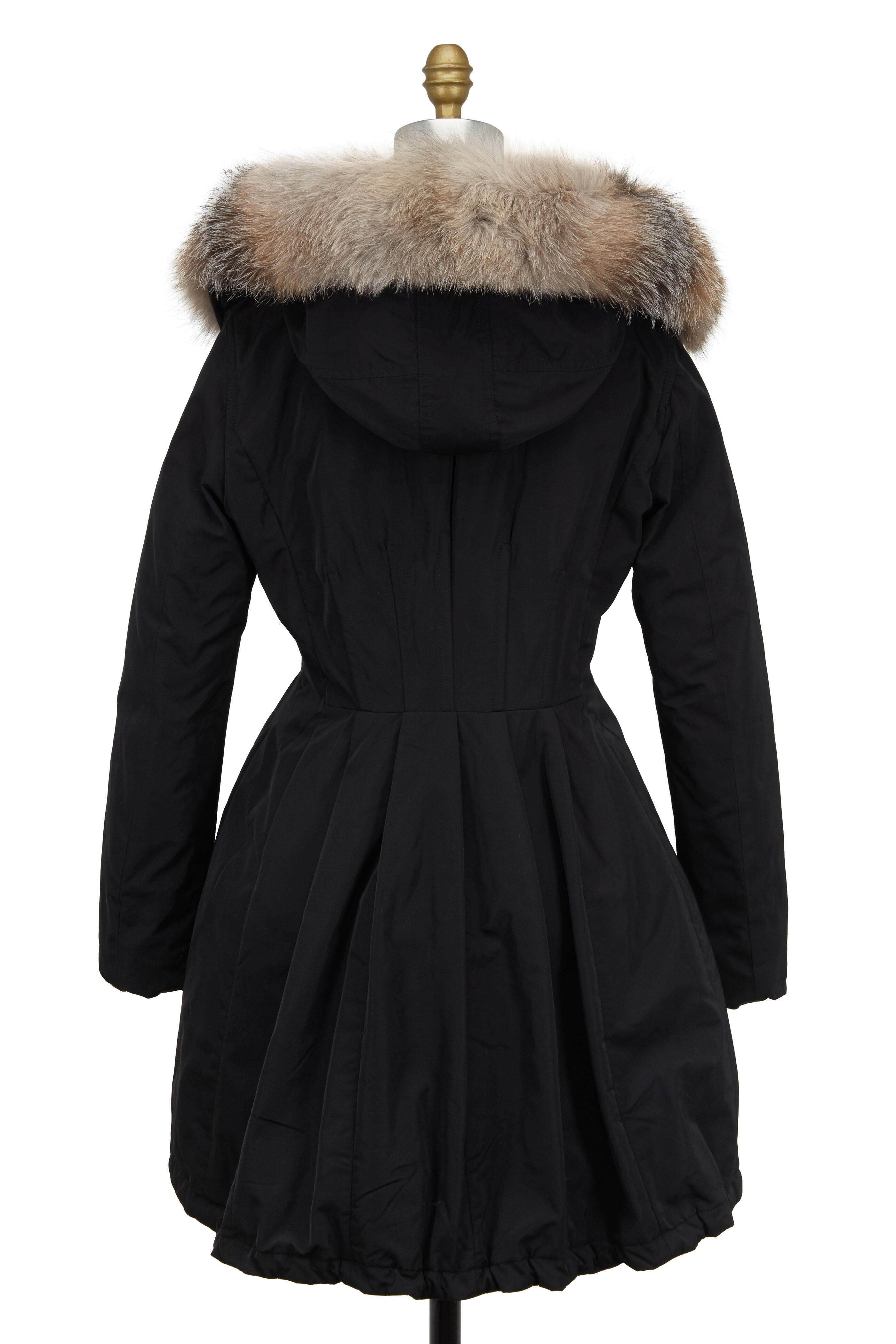 Moncler - Arriette Black Down Hooded Anorak With Fur Trim