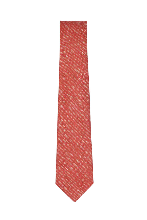 Kiton - Burnt Orange Silk & Linen Necktie 