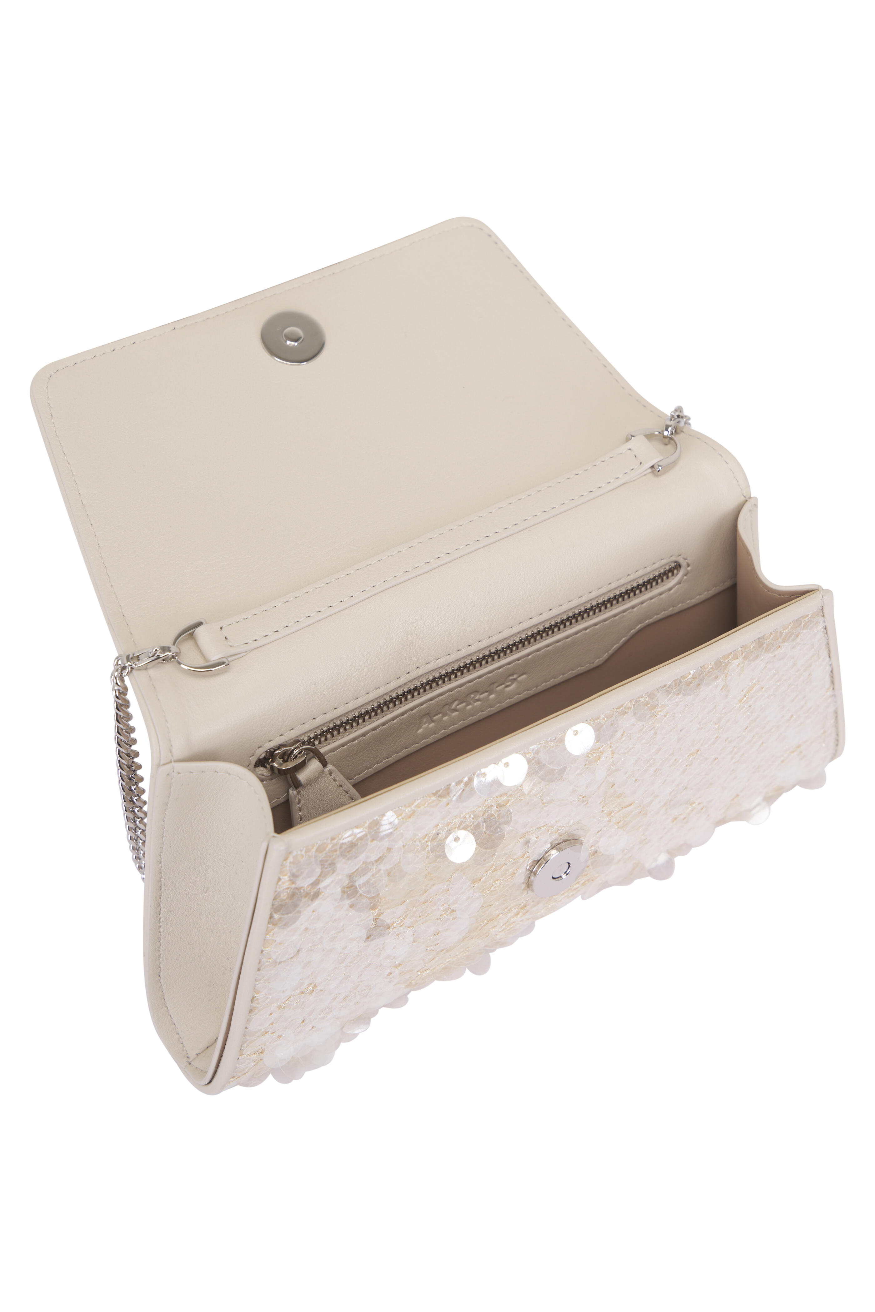 Akris - Mini Anouk Alabaster Paillette Trapezoid Clutch