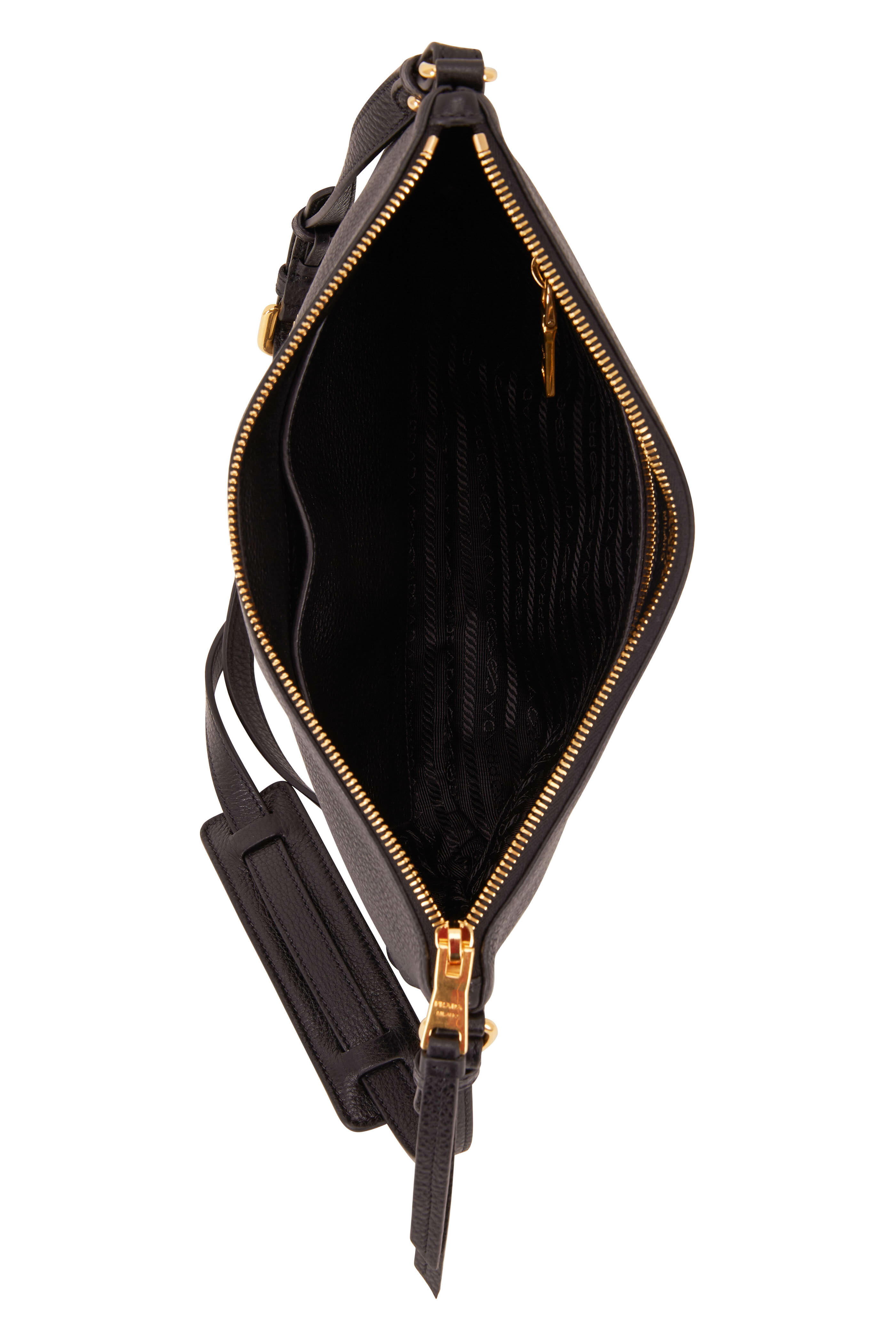 Prada - Black Grained Leather Crossbody Bag | Mitchell Stores