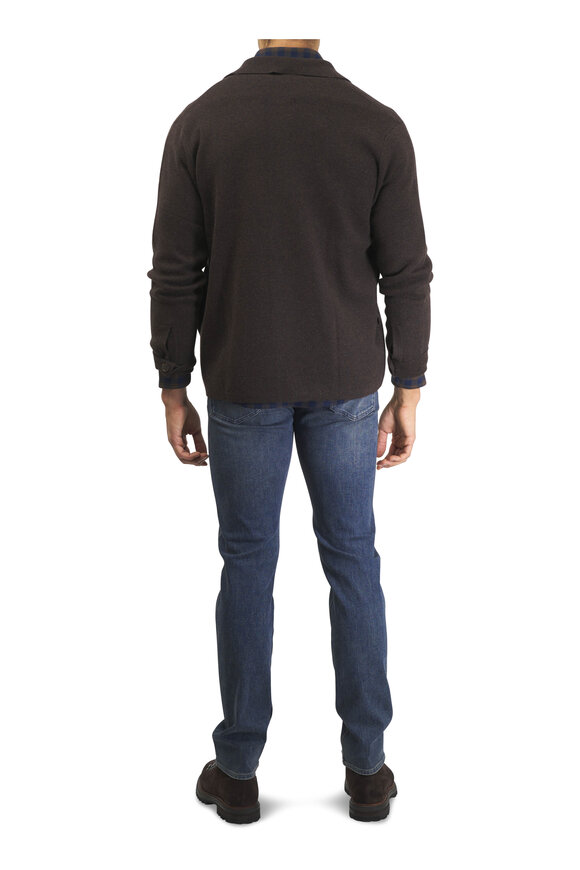 Kinross Coffee Cashmere Shirt Jacket - view 4