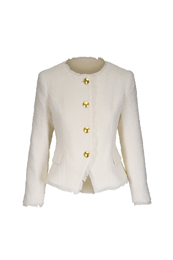 L'Agence Nerina Ivory Collarless Structured Blazer