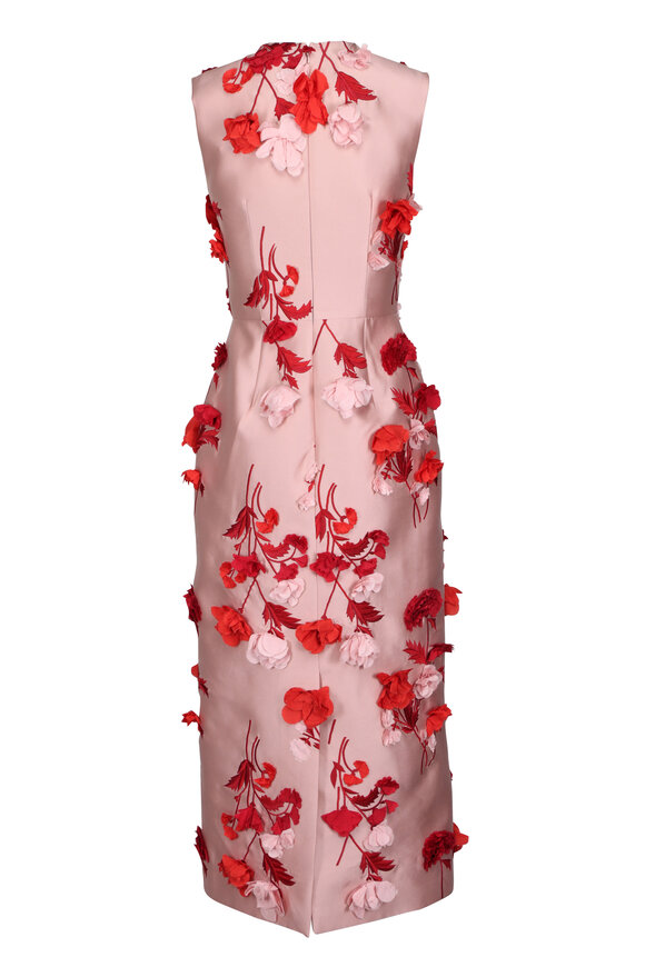Erdem Floral Embroidered Mikado Sleeveless Midi Dress - view 3