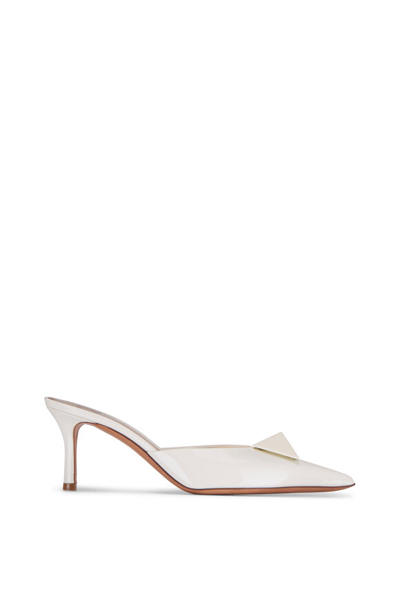 Valentino Garavani - Ivory Patent Leather Maxi Stud Mule, 70mm