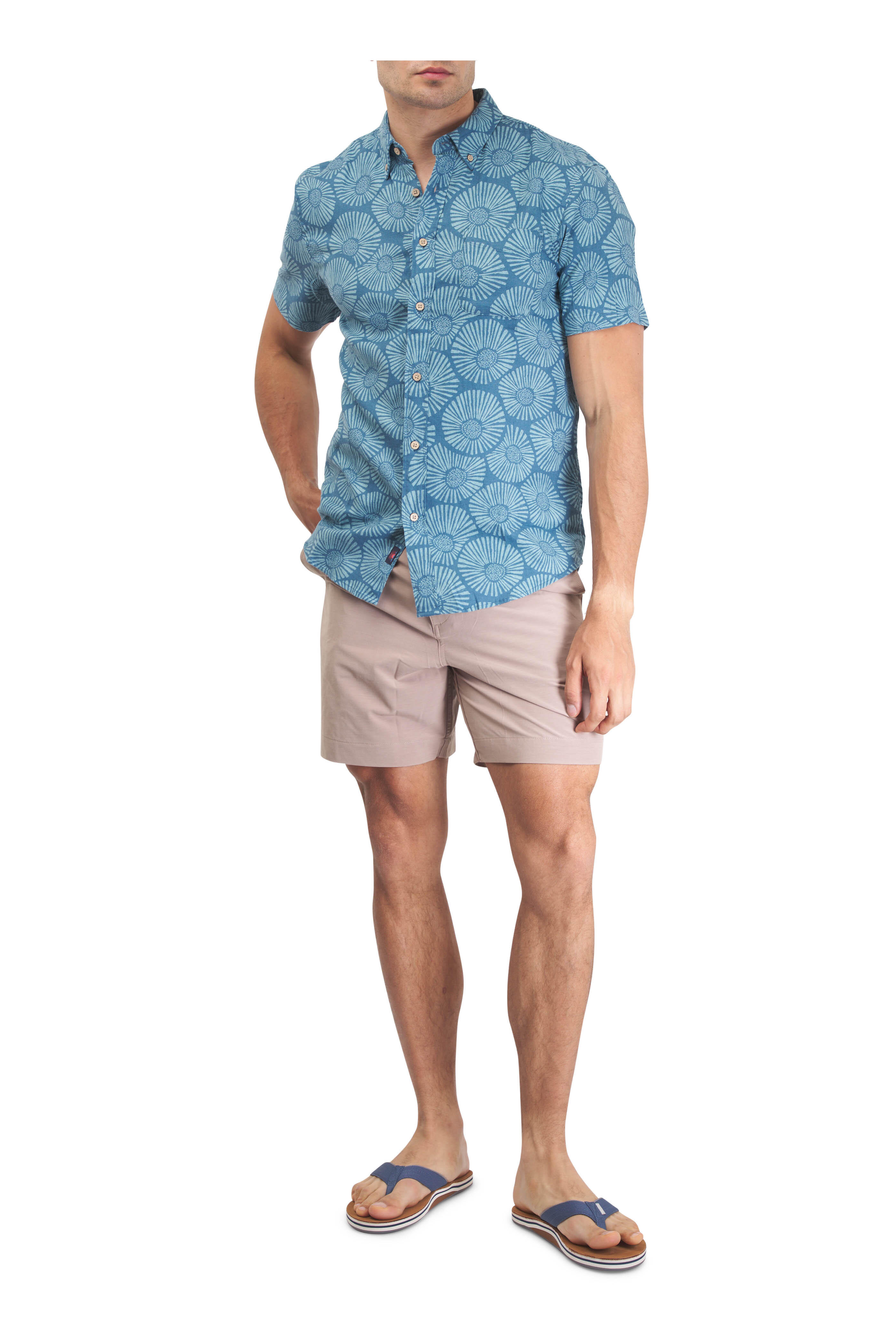 Faherty Brand - Breeze Stormy Sea Floral Print Short Sleeve Shirt