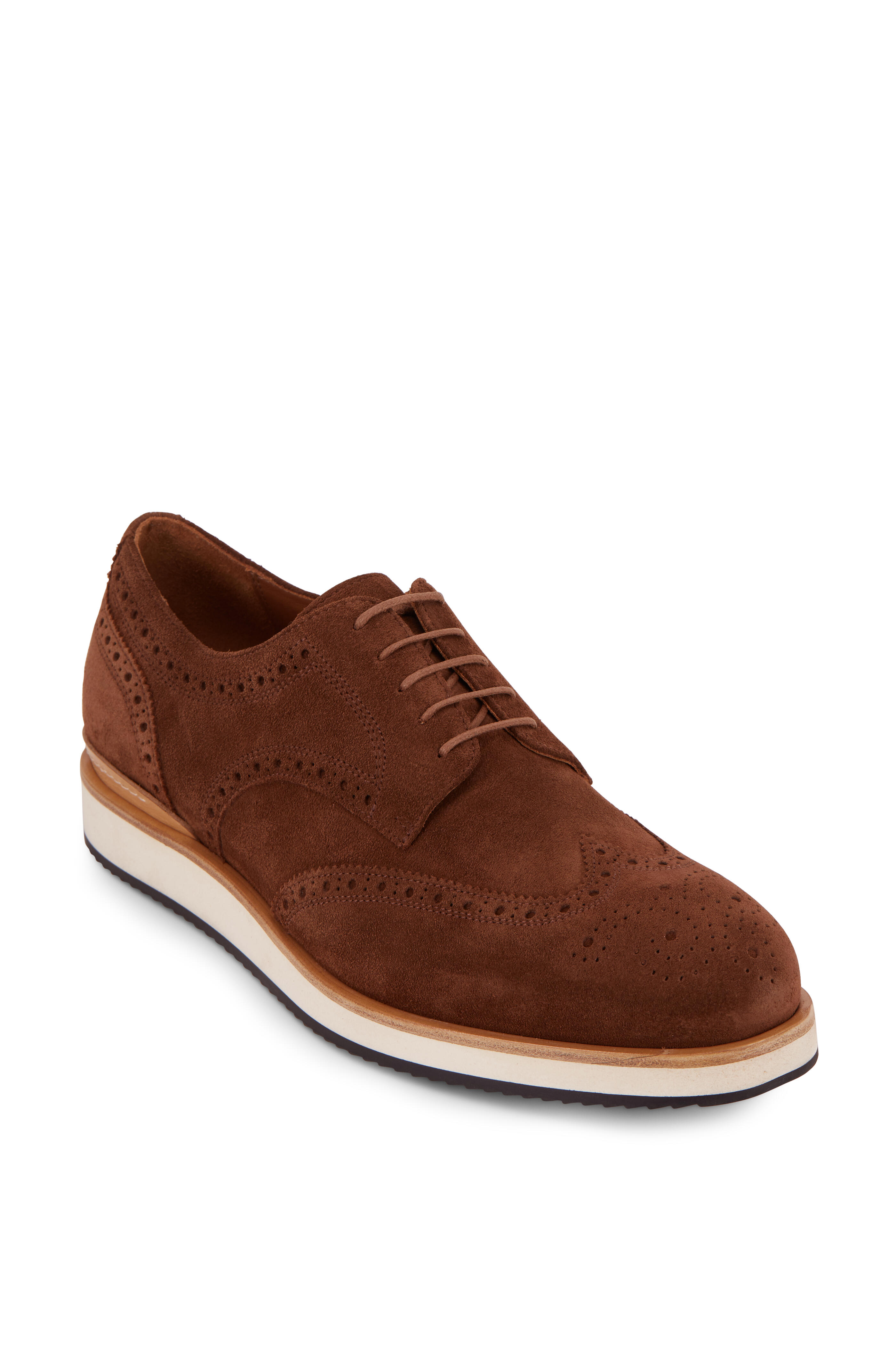 Aquatalia Vander Chestnut Suede Weatherproof Wingtip Oxford