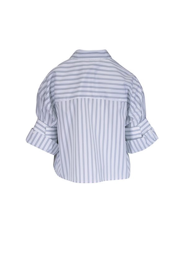 TWP Next Ex White & Green Stripe Cotton Shirt - view 2