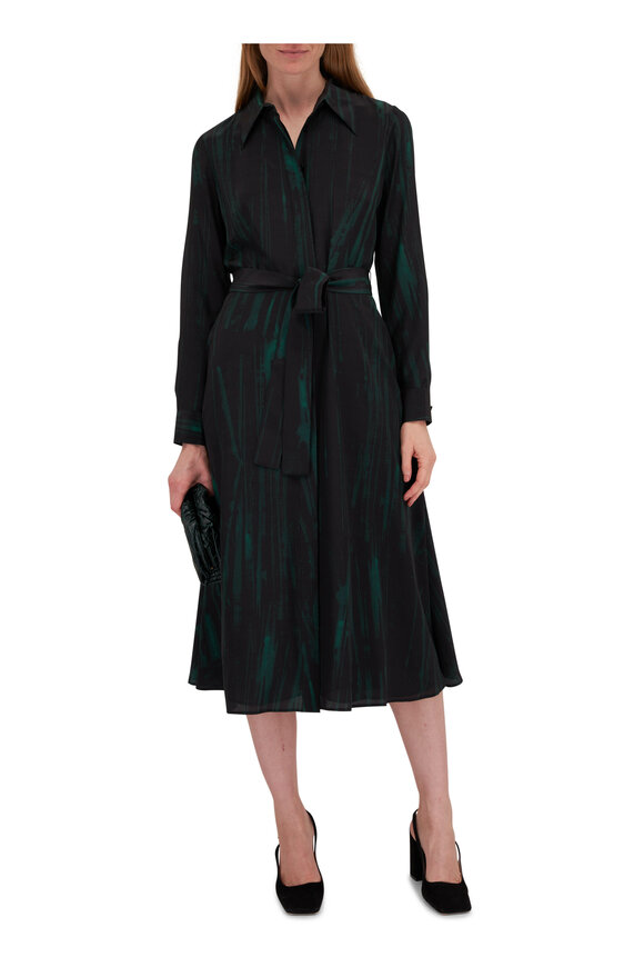 Lafayette 148 New York - Stamped Pages Print Silk Crepe De Chine Shirtdress