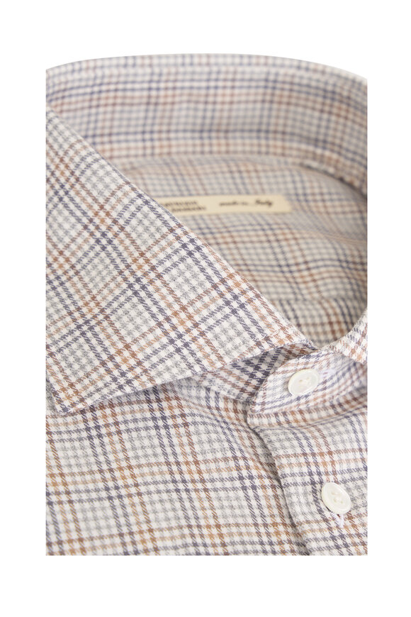 Maurizio Baldassari Santini Light Gray Multi Plaid Cotton Sport Shirt - view 2