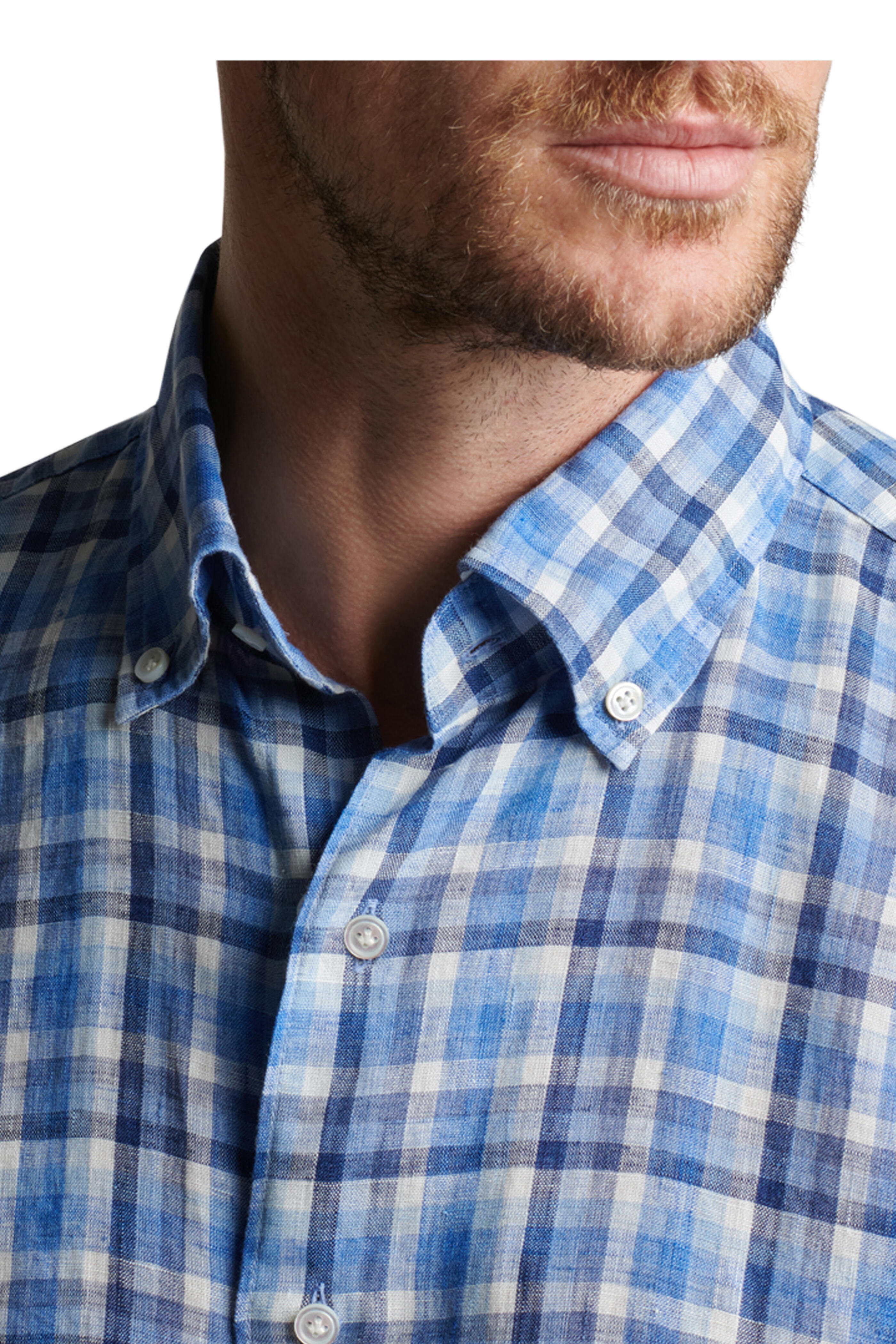 Peter Millar - Bella Vue Blue Pearl Linen Sport Shirt