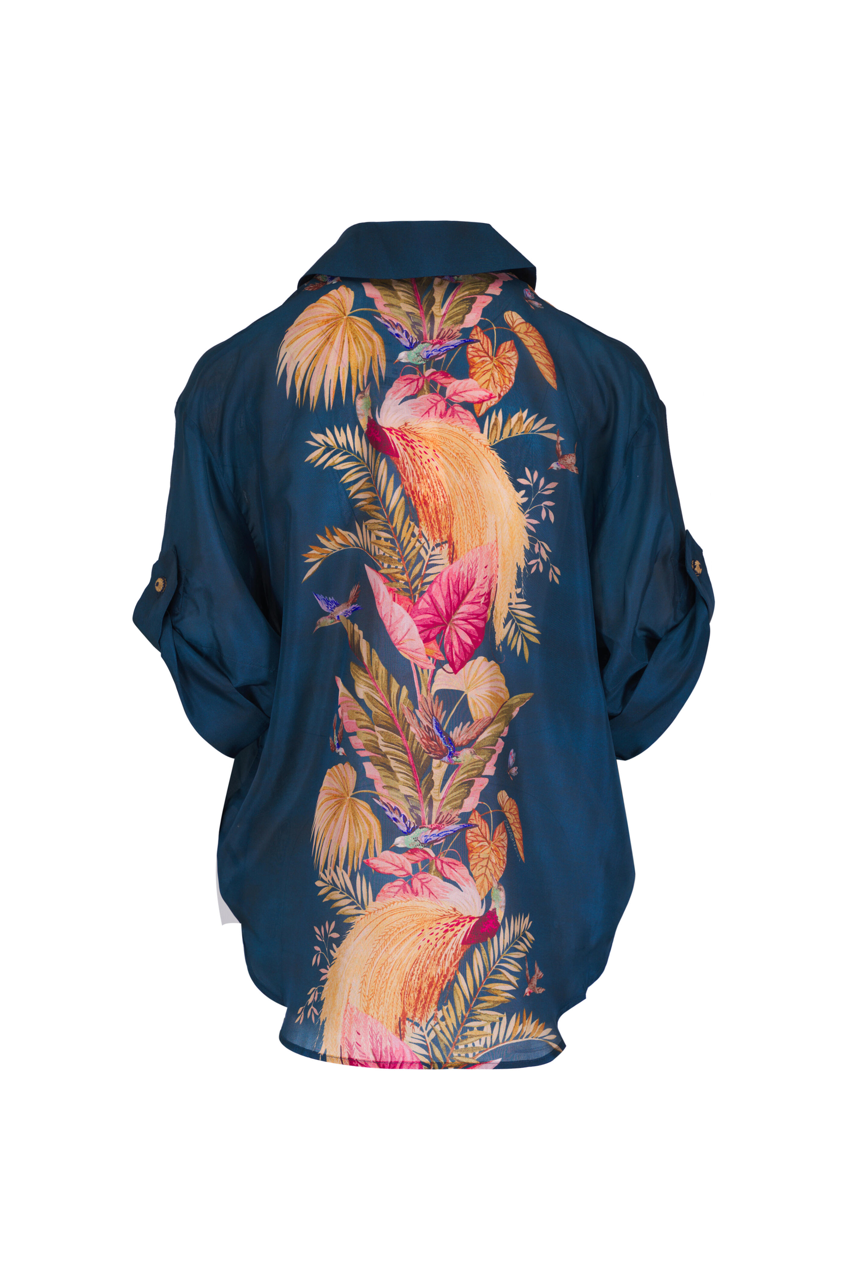 Zimmermann - Ascension Dark Blue Palm Floral Relaxed Shirt