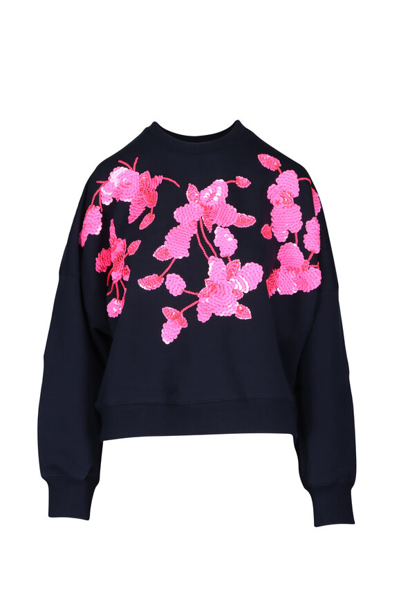 Essentiel Antwerp Navy Blue Jaga Embroidered Sweatshirt